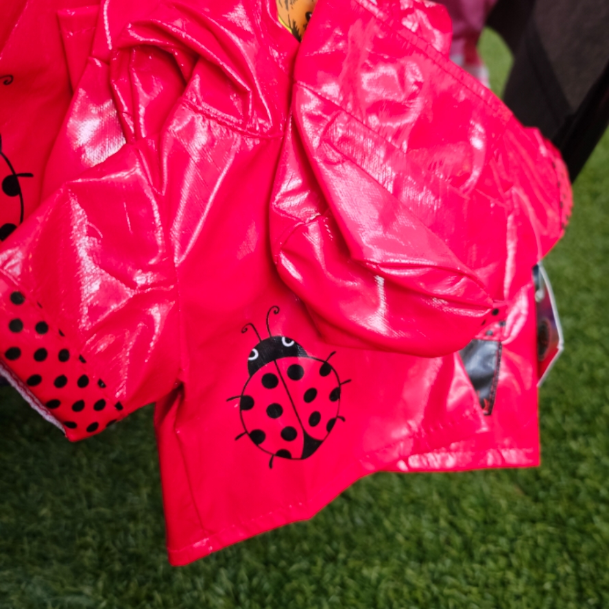 8" red rain coat